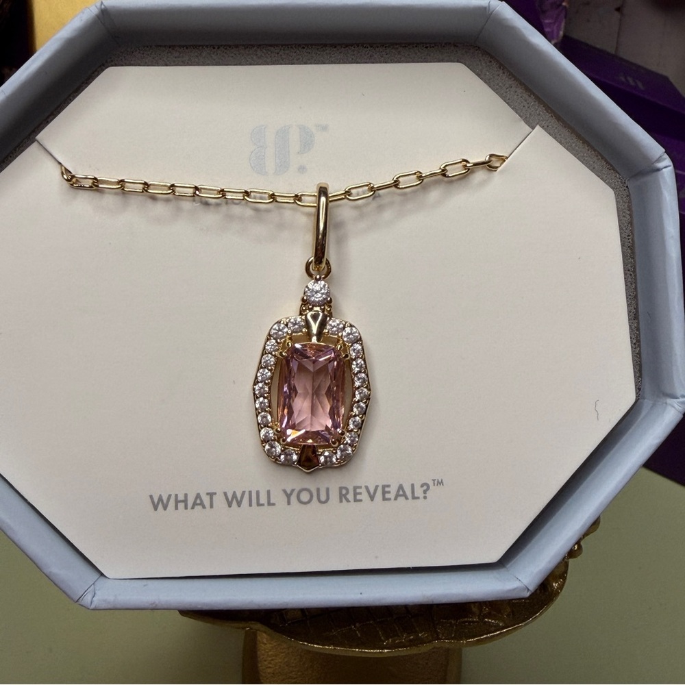 Bomb Party Gold and Rose Quartz CZ Pendant Necklace
